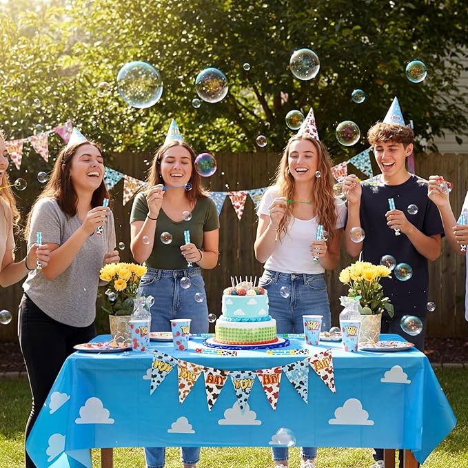 32 Pcs Story Party Favors Bubble Wands Blue Sky White Clouds and Cow Print Bubble Wand Party Favors for Adult Summer Activity Birthday Prizes Goodie Bag Stuffers Gifts Wedding Supplies