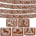 VitalCozy Western Cowboy Papel Picado Banners (6 Packs, 6 x 19.69 ft, Plastic) Fiesta Party Supplies Mexican Wild West Banner Flags Paper Garlands for Western Birthday Party Decorations(Brown)