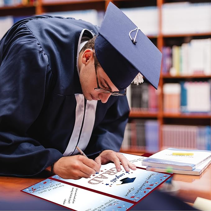Vlipoeasn 2026 Graduation Guest Book Alternative, Red Blue & White Class of 2026 Graduation Party Decorations, Unique Graduation Gifts for Friends, Grad Signature Book for 2026 College High School