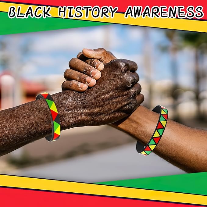 JUNEBRUSHS 42Pcs Black History Month Party Favors, Freedom Day Silicone Rubber Wristbands Bracelets for Party Supplies Decorations Goodie Bag Stuff Fillers Accessories(6 Designs)