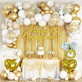 Gold Engagement Party Decorations, Just Engaged Decorations for Wedding Party, Bachelorette & Home Party, with Happy Engagement Banner, Foil Balloons, Sash, Fringe Curtain