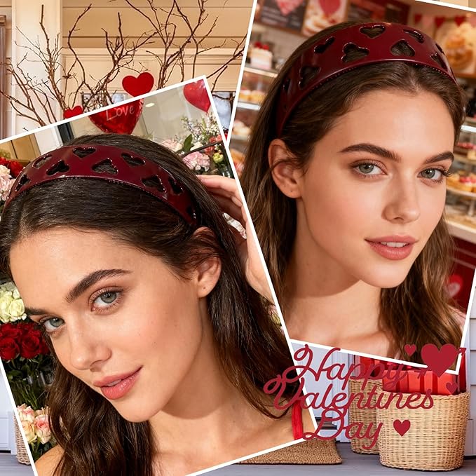 1pcs New u Shape Fashion Tooth Hair Comb Headband Valentines Headbands Vintage High Cranium Hairband with Teeth Head Bands Hollow Heart Headband for Women Holiday Party Head Wear Accessories