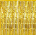 2 Pack Gold Backdrop Birthday Decorations Foil Curtain Backdrop Gold Streamers Dance Party Decorations Photo Booth Props for Bachelorette Decorations Christmas Halloween New Years Eve Party Supplies