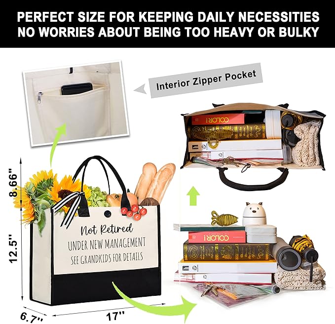 Afterprints Retirement Gift for Woman, Funny Retirement Canvas Tote Bag, Retirement Gifts for Women 2026, Retirement Gifts for Coworker, Grandma, Mom, Friend, Teacher, Nurse, Doctor