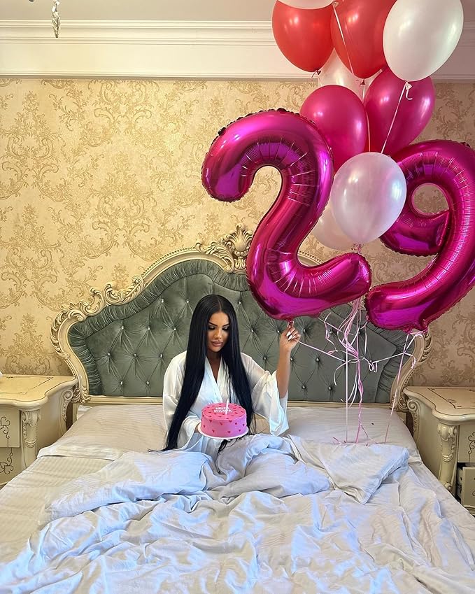 Hot Pink Number 14 Balloons 40 inch, 14 Number Balloons, 14th Birthday Decorations for Girls 14 Year Old Hot Pink Party Supplies