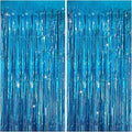Tinsel Curtain Party Backdrop Blue Birthday Party Decorations 2 Packs Glitter Foil Fringe Curtain Party Decor Streamers Photo Booth for Birthday Christmas Wedding Halloween Graduation Decorations