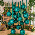 20 Pcs VBS 2026 Metallic Green Foil Balloons Giant 22 Inch 4d Round Metallic Green Balloons with Emerald Ribbon for Birthday Baby Shower Anniversary Tea Party Decorations