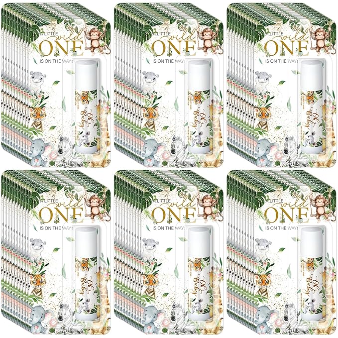 30 Pack Safari Baby Shower Games Prizes Party Gifts Bulk Lip Balms Favors for Winners Adults Guests Gender Reveal Favors Decorations Green Baby Shower Souvenirs Gift Bags Stuffers