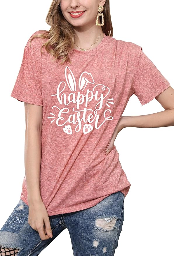 LAZYCHILD Women Easter Teacher Shirts: Funny Treat All with Kindness T-Shirt Bunny Rabbit Tee Tops