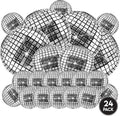 Inflatable Disco Ball Balloons Pack of 24 - 22” Silver Mylar Foil Disco Party Balloons with Star Balloons, Ribbon & Pipe for New Year's Disco Ball Decorations Party, Bachelorette, Birthday Décor