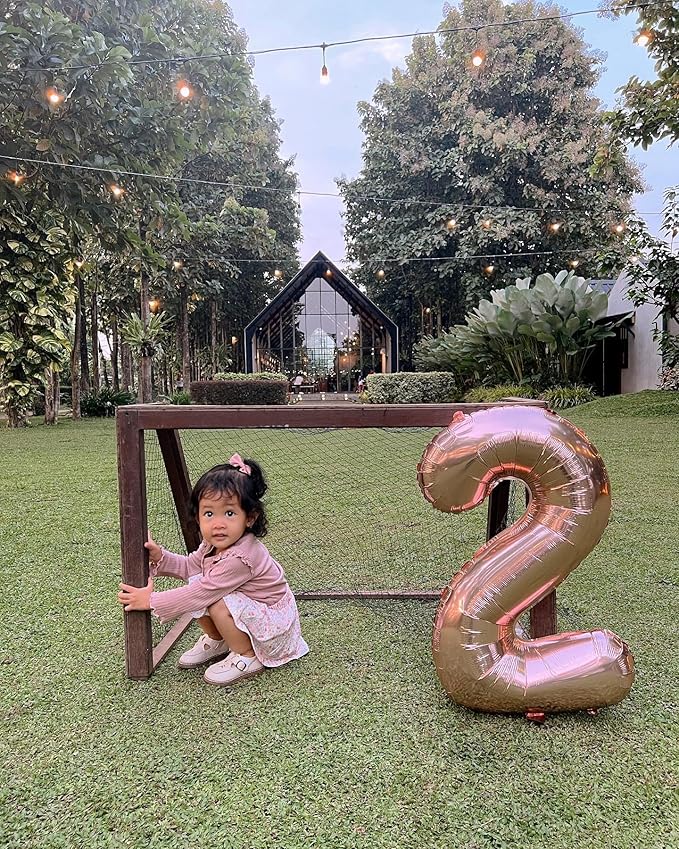 Rose Gold 2 Balloon, Number Balloons 40 Inch, 2nd Balloon Number Birthday Decorations, Second Two Birthday Party Supplies, Number 2