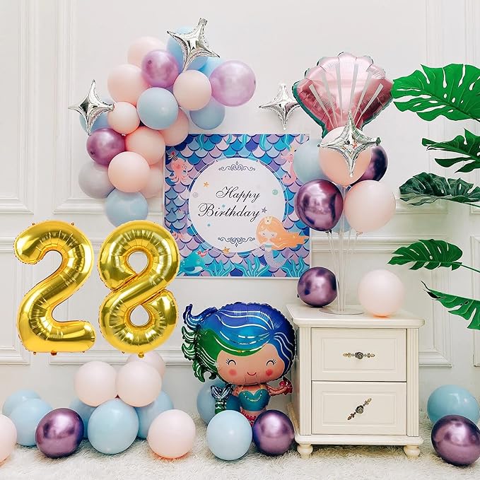 Smlpuame 40 inch Number Balloon 0-9 Gold Large Number 28 Balloons,Digital Balloons for Birthday Party Celebration Decorations Supplies, Helium Foil Number Balloons for Wedding Anniversary