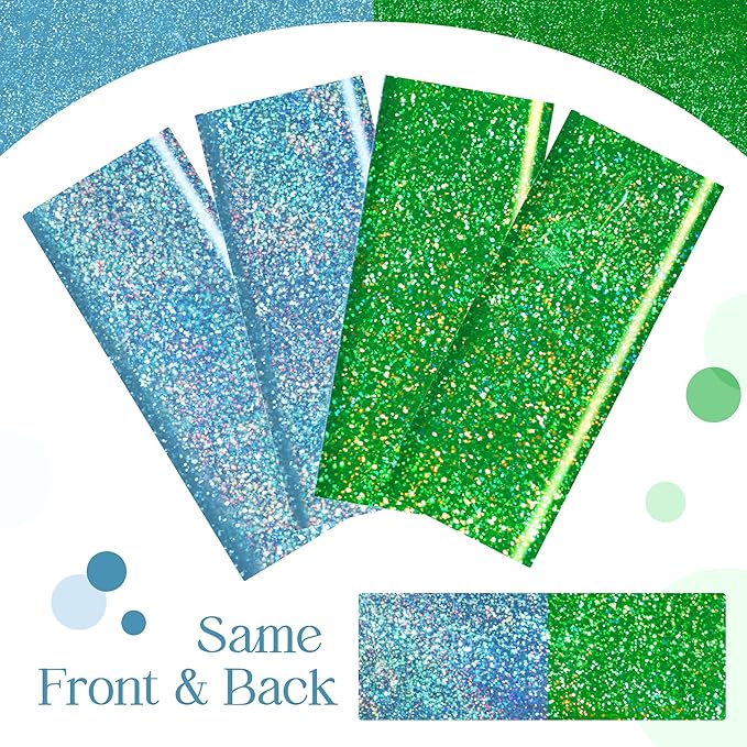 Sparkling Holographic Laser Tablecloth - Shimmering, Waterproof, Easy to Clean - Ideal for Bachelorette, Birthday, Wedding, and Anniversary Party Decorations (Blue & Green, 2)