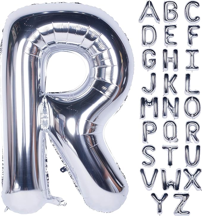 Letter Balloons 40 Inch Giant Jumbo Helium Foil Mylar for Party Decorations Silver R