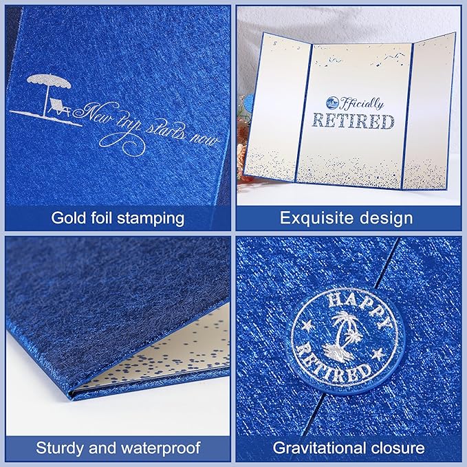 Blue Silver Retirement Party Decorations Large retirement Card Signing Guest Book Creative retirement Card for Men Women
