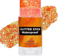 Orange Face Glitter Stick,Halloween Body Hair Glitter for Kids,Waterproof Singer Concert Outfits for Women,Mardi Gras Accessories Chunky Glitter Makeup Sequins Body Paint