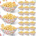 Marspark 24 Pcs Easter Party Supplies Holiday Paper Popcorn Boxes Easter Tray Colorful Egg Cookie Boxes Spring Bowl Bunny Snack Cups Flower Rabbit Party Supplies for Birthday Baby Shower Wedding
