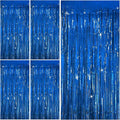 Tinsel Curtain Party Backdrop Blue Birthday Party Decorations 5 Packs Glitter Foil Fringe Curtain Party Decor Streamers Photo Booth for Birthday Christmas Wedding Halloween Graduation Decorations