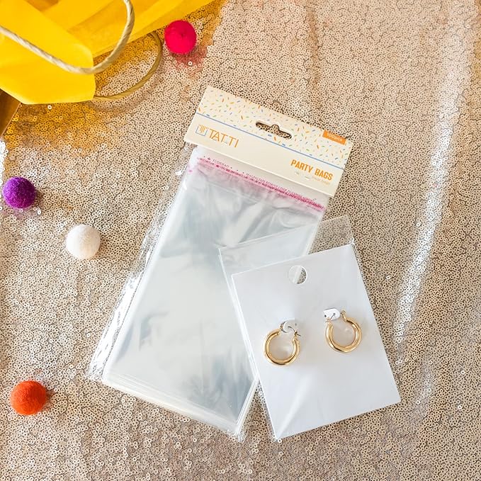 100 Pcs 4"6"+1.2" Clear Plastic Bags, Flat Cello/Cellophane Candy Bags for Bakery, Cookie, Dessert, Party Favor Packaging