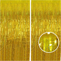 Gold Tinsel Curtain Backdrop – Melsan 2 Pack 3.2 ft x 8 ft Metallic Foil Fringe Curtains for St Patricks Party, Birthday Decorations, Graduation, Photo Booth Backdrop, Sparkle Gold Party Streamers