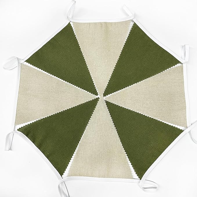 46Ft Olive Green Party Decorations Olive Green Beige Burlap Banner Triangle Pennant Flag Linen Garland Streamers for Rustic Jungle Birthday Wedding Golf Baby Shower Easter Party Decorations