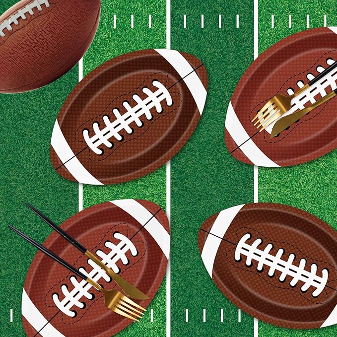 50 Pcs Football Plates - Rugby Shape Design Paper Plate, Disposable Dinner Dessert Paper Plates Tableware Set for Football Party Supplies Birthday Game day Tailgate Party Decorations Table Decor