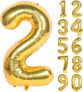 40 Inch Large Gold Number Balloons 2 Aluminum Foil Mylar Big Number Balloons 0-9 Suitable for Gold Birthday Parties, Weddings and Anniversary Photography