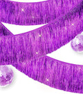 2 Pack Delicate Purple Fringe Streamer Banner for Party Decoration, Premium Thick Metallic Foil Tinsel Tassel Garland for Birthday Wedding Christmas Holiday Home Hanging Decor