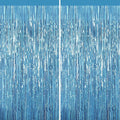 2 Pack Light Blue Foil Fringe Curtains, 3.3ft x 6.6ft Streamer Foil Curtain, Tinsel Backdrop for Birthday Party, Christmas Decor, Wedding Engagement Baby Shower Bachelorette Party Decorations