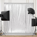 PartyDelight Silver Sequin Backdrop 6x8ft - High Density 3mm Shimmer Sequin Background with 4-Inch Rod Pocket, Sparkly Photography Curtain for Birthday, Disco, TikTok & Live Decor
