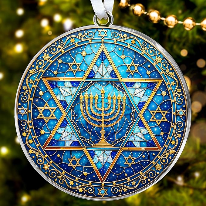 HEXMOZ Hanukkah Gifts - Hanukkah Ornaments for Tree, Jewish Ornaments, Chanukkah Christmas Ornament - Jewish for Women, Men, Adults - Acrylic 2025 Ornament Decoration for Home