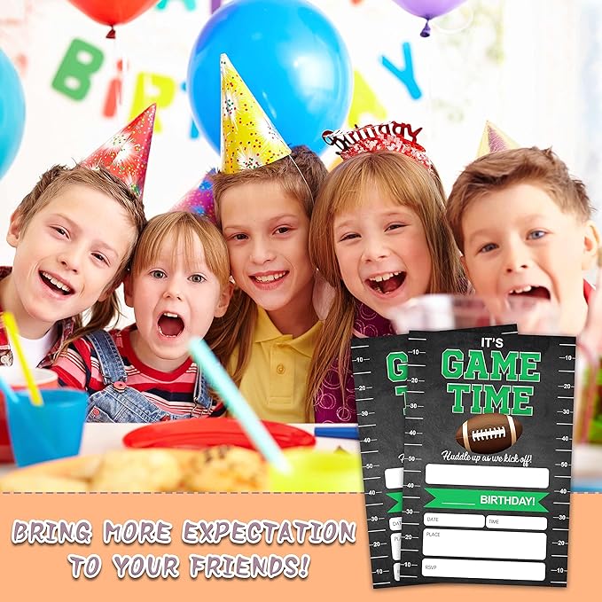 Birthday Invitations, 4"x6" Football Birthday Party Invitations with Envelopes for Football Party Decorations Supplies(20 Pieces)-C28