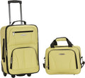 Rockland Fashion Softside 2 Piece Luggage Set, Expandable, (14" Tote/19" Upright), Lime