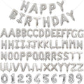 75pcs 16" Happy Birthday Balloon Banner, Silver Balloons Letters, Personalized Mylar Foil Birthday Decorations includes 2 Sets A- Z, 1 set Number 0-9 "HAPPY BIRTHDAY" letters
