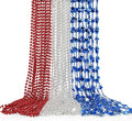 HOOSUN 4th of July Beads Necklaces,24 Pcs Patriotic Beads Necklaces Red Silver and Blue Accessories,Fourth of July Decorations,Memorial Day Accessories for Party Favors, Parades,Party Decor Supplies