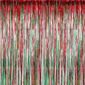 Sumind 4 Pack Foil Curtains Metallic Fringe Shimmer Curtain for Birthday Wedding Party Christmas Decorations (Red and Green)