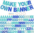 BEISHIDA 116 PCS A-Z DIY Letter Banner Kit Make Your Own Banner Glitter Blue Mix Including 111 Letters and Numbers 3 Rope and 2 Threading Device,Customized for Birthday Graduation Wedding Party Decor