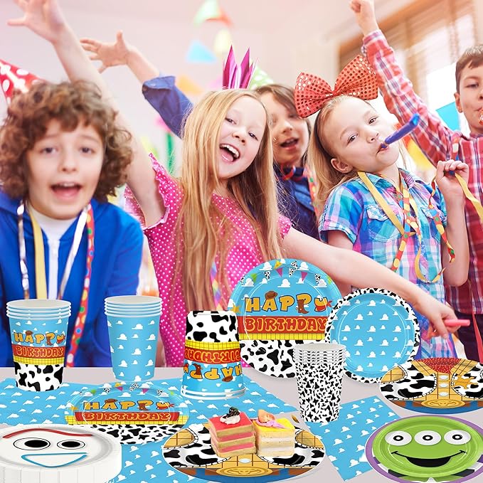 120pcs Birthday Party Supplies Include Cloud Plates Napkins Cup Dessert Plates Disposable Paper Tableware Set Kids Birthday Party Decorations For 30 Guests