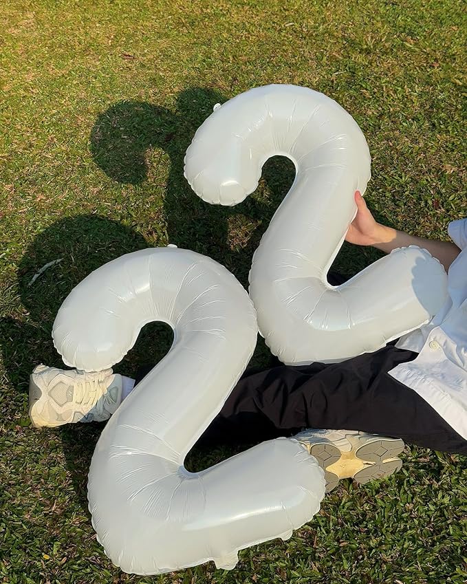 40 Inch White Number 1 Balloon, Giant Number 1 Balloons for 11th 12th 21st Birthday Decorations, Party Supplies for Baby Boy Girl, White Party Decor
