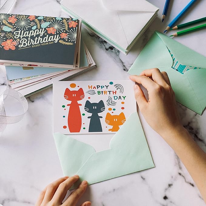 Mr. Pen Assorted Color Birthday Cards, 20 Pack, 4 x 6 Inches, Blank Inside, Includes Envelopes