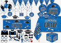Serves 30 Ultimate Party Pack Congrats Grad Blue Party Supplies Dinner & Dessert Plates Cups Napkins 2 Table cloth 20 Photo Props 12 Swirls 30 Balloons Props 1 Banner 2 Grad Card Holder Box Blue