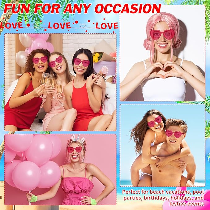 2/4/8/12/20 Pairs Heart Shaped Sunglasses Transparent Heart Glasses Rimless Trendy Eyewear for Valentines Party Favor