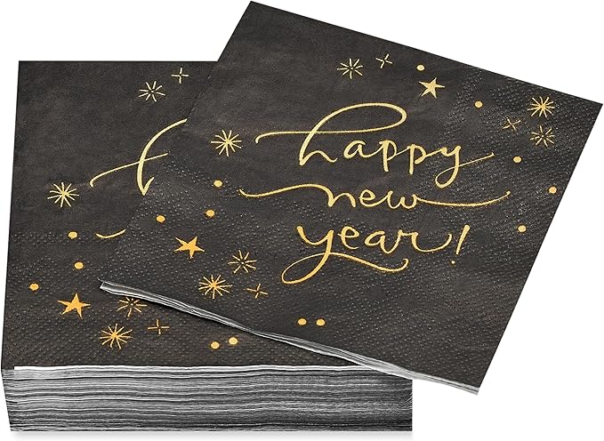 American Greetings 50-Count 5 in. x 5 in. Beverage Napkins, Kathy Davis New Years Eve Party Supplies