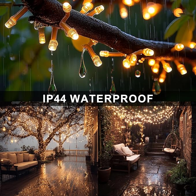 Dazzle Bright Christmas String Lights, 100 FT 300 LED Connectable Waterproof String Lights Clear Wire with 8 Modes Timer, Christmas Decorations for Indoor Outdoor Xmas Party Yard Garden (Warm White)