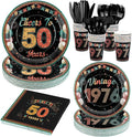 Kochorie 175 Pieces Vintage 50th Birthday Party Supplies Cheers to 50 Years Birthday Party Table Decoration Back in 1976 Tableware Set 7 Inch & 9 Inch Paper Plates Napkins Cups Cutlery Serves 25