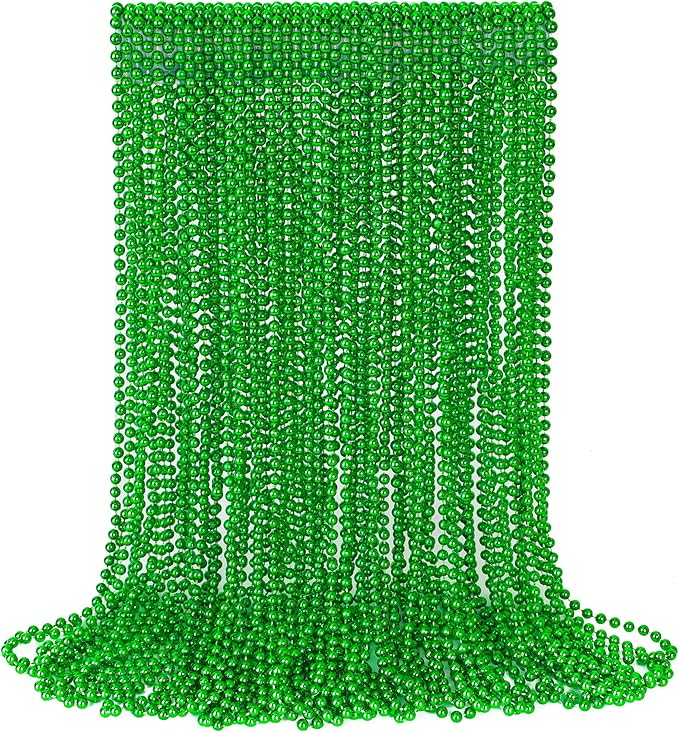 St Patricks Day Decor, 30PCS Green Beads Necklaces Accessories, 33" Saint Patricks Day Mardi Gras Xmas Necklace Party Favor, Green Mardi Gras Beads Bulk for Wedding Birthday Holiday Parade