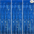 3 Pack Blue Backdrop Party Streamers Ocean Themed Decor Birthday Party Decorations Foil Fringe Backdrop Curtain Graduation Bachelorette Winter Holiday Gender Reveal Party Decorations Supplies