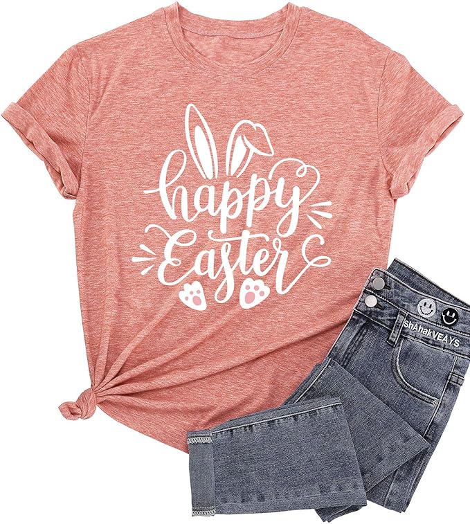 LAZYCHILD Women Easter Teacher Shirts: Funny Treat All with Kindness T-Shirt Bunny Rabbit Tee Tops