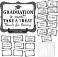 20PCS Graduation Candy Buffet Labels, 1 Black Glitter Candy Buffet Table Sign with Stand, Catering Supplies Display for Graduation Decorations Class of 2026 -A02