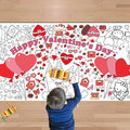 Valentines Giant Coloring Tablecloth,Valentines Day Crafts for Kids - 72x30 Inches, Paper Coloring Banner Games Activities Gifts Party Decorations